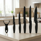 Premium 6-Piece Granite Coated Kitchen Knife Set with Peeler | Ultra Sharp Non-Stick Blades | All-in-One Kitchen Knife Set With Stainless Steel Blades for Home & Professional Use