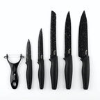 Premium 6-Piece Granite Coated Kitchen Knife Set with Peeler | Ultra Sharp Non-Stick Blades | All-in-One Kitchen Knife Set With Stainless Steel Blades for Home & Professional Use