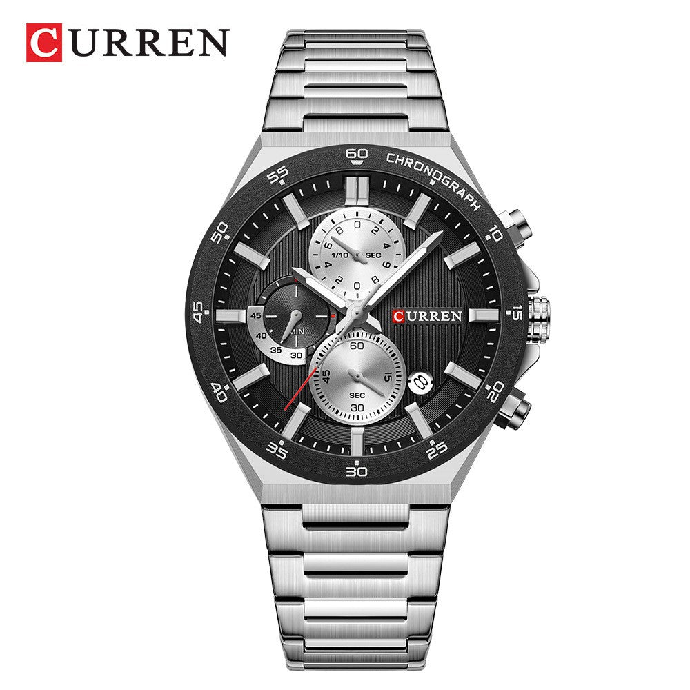 CURREN 8481 Men’s Luxury Chronograph Watch – Stainless Steel Quartz Business Waterproof Wristwatch Ideal for Gift