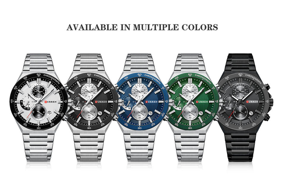 CURREN 8481 Men’s Luxury Chronograph Watch – Stainless Steel Quartz Business Waterproof Wristwatch Ideal for Gift