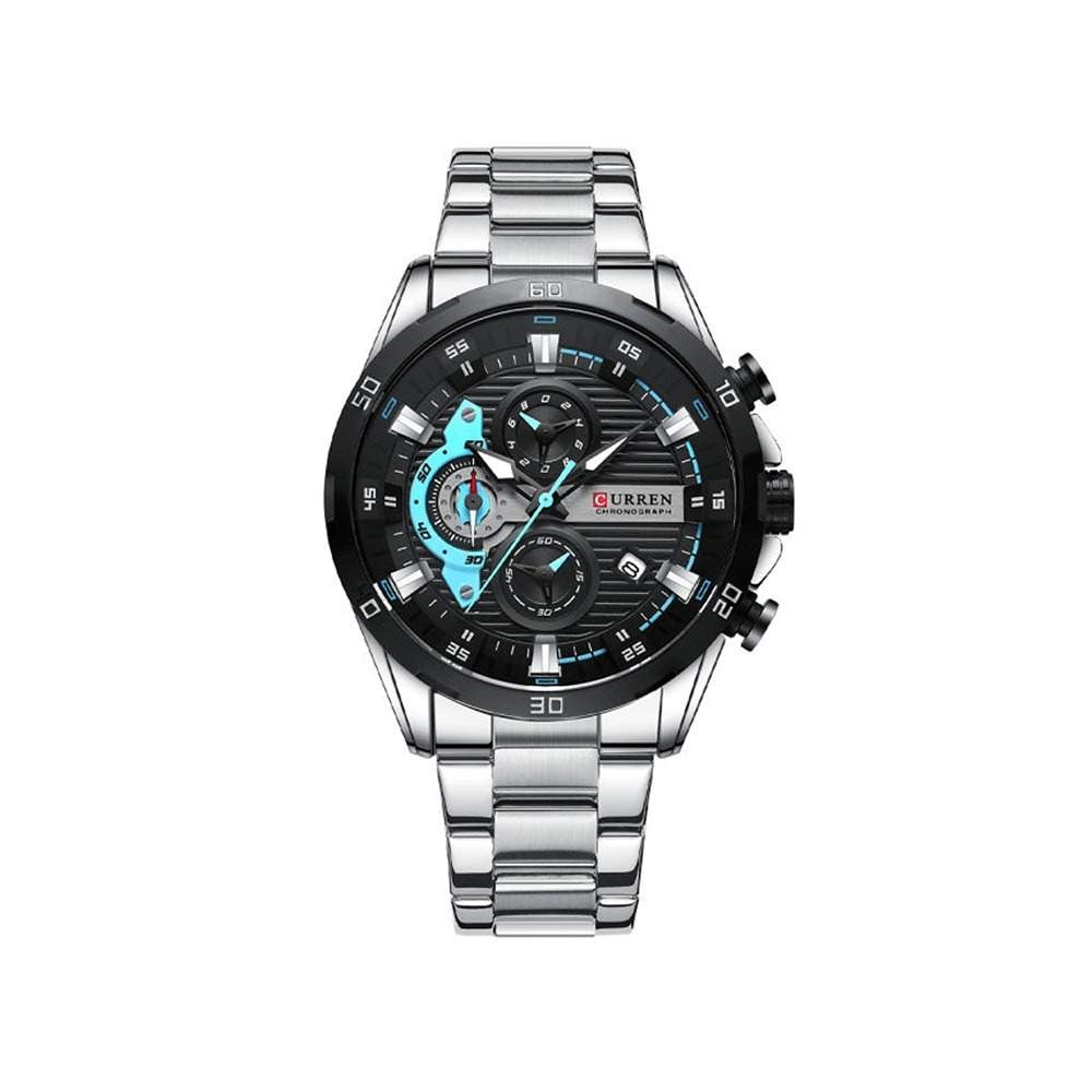 CURREN 8402 Stainless Steel Business Waterproof Chronograph Wristwatch Sport Clock Quartz Watch for Men Ideal for Gift