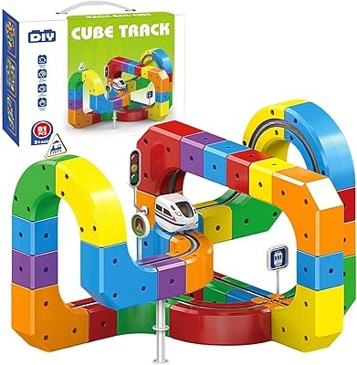 Multi-Functional 81PCS Building Block Train Track Set – 3D DIY Flexible Railway Track with Electric Train Car for Kids , Reduce Screen Time , Educational Toy
